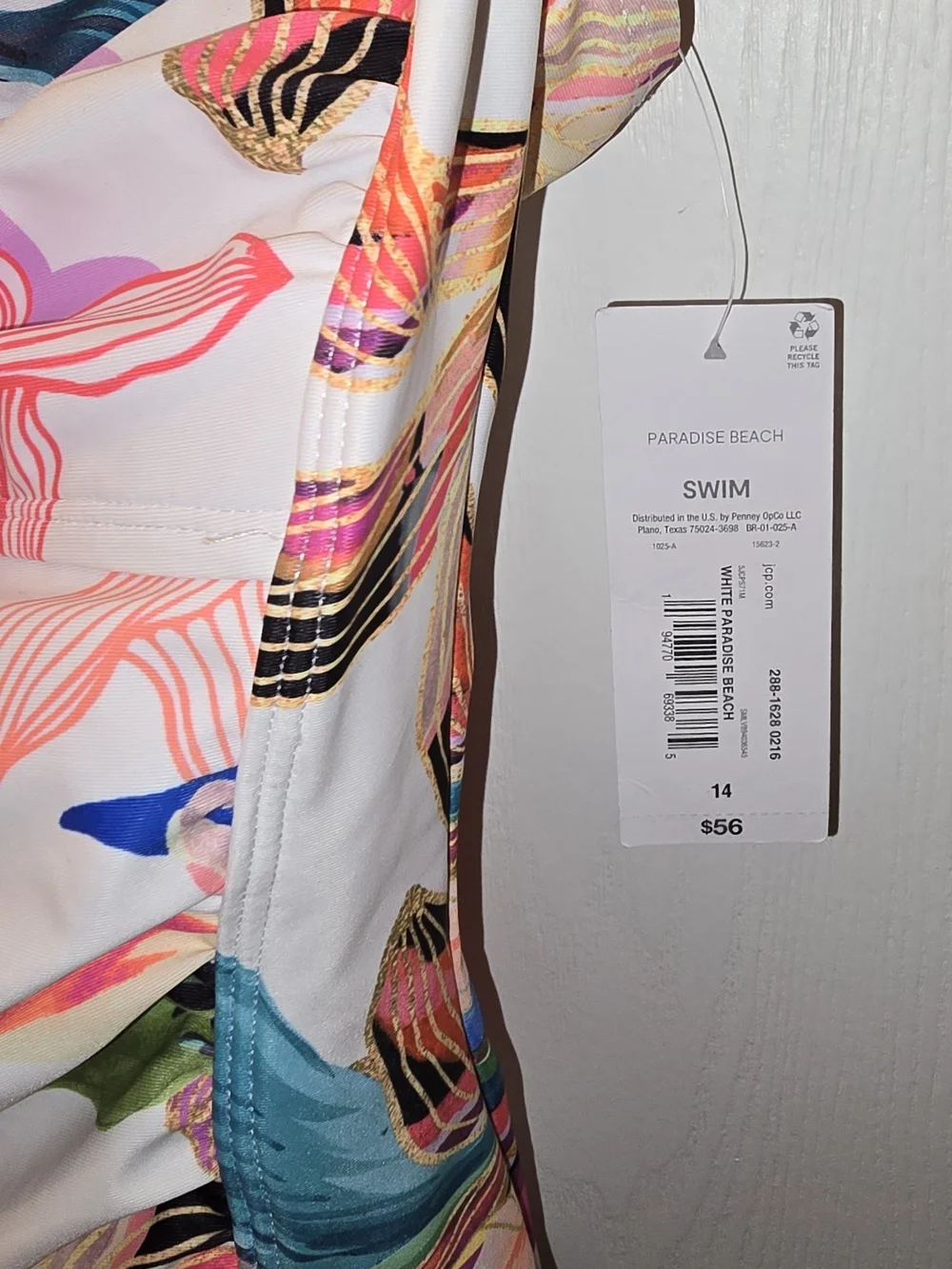 Liz Claiborne Paradise Beach Floral Print Tankini Swim Top- White Multicolor